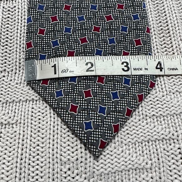 Vintage 1980s Swing red and blue geometric print silk tie - Picture 6 of 6